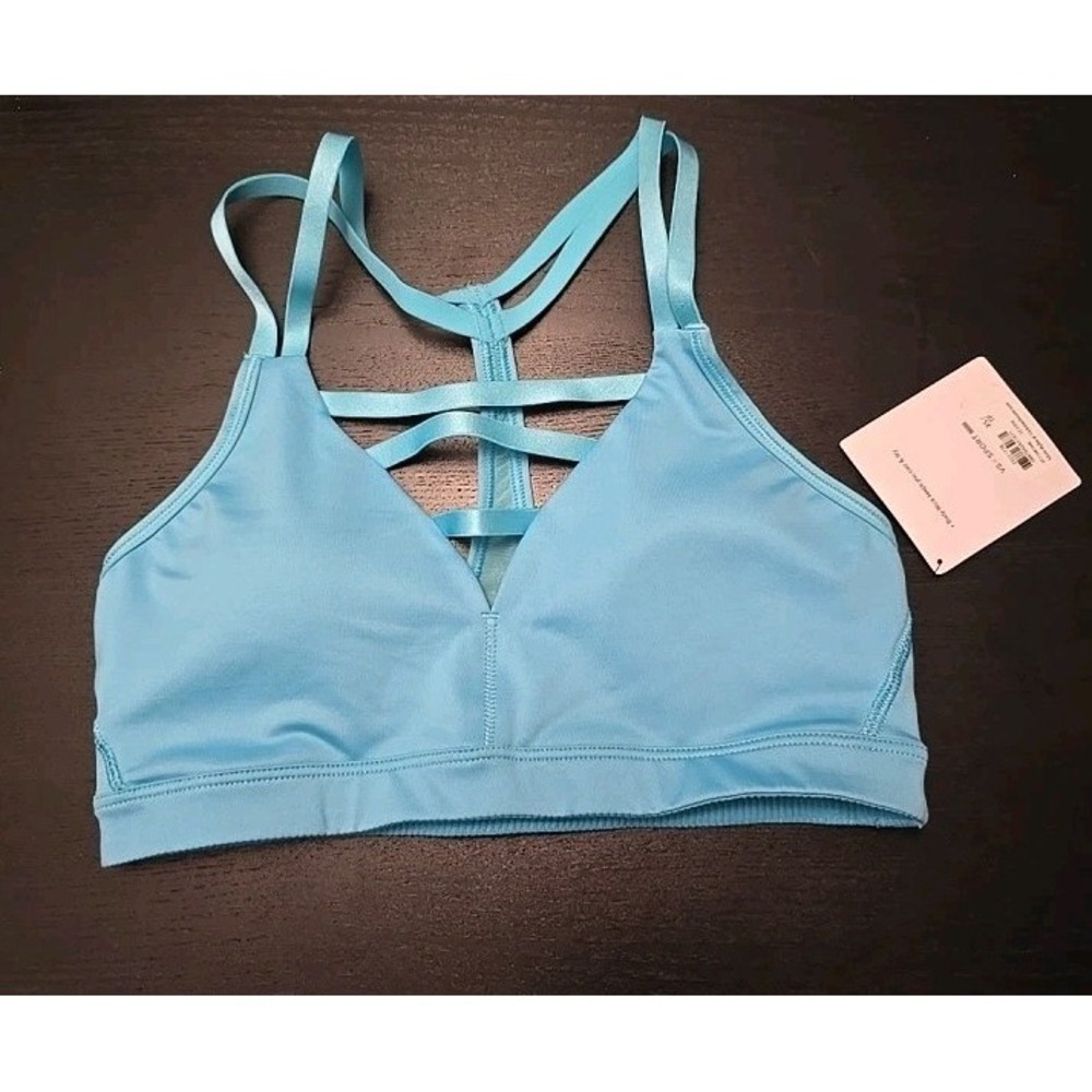NWT VSX Sport Bra XS  Turquoise Strappy Victoria's Secret Light Teal Racerback
